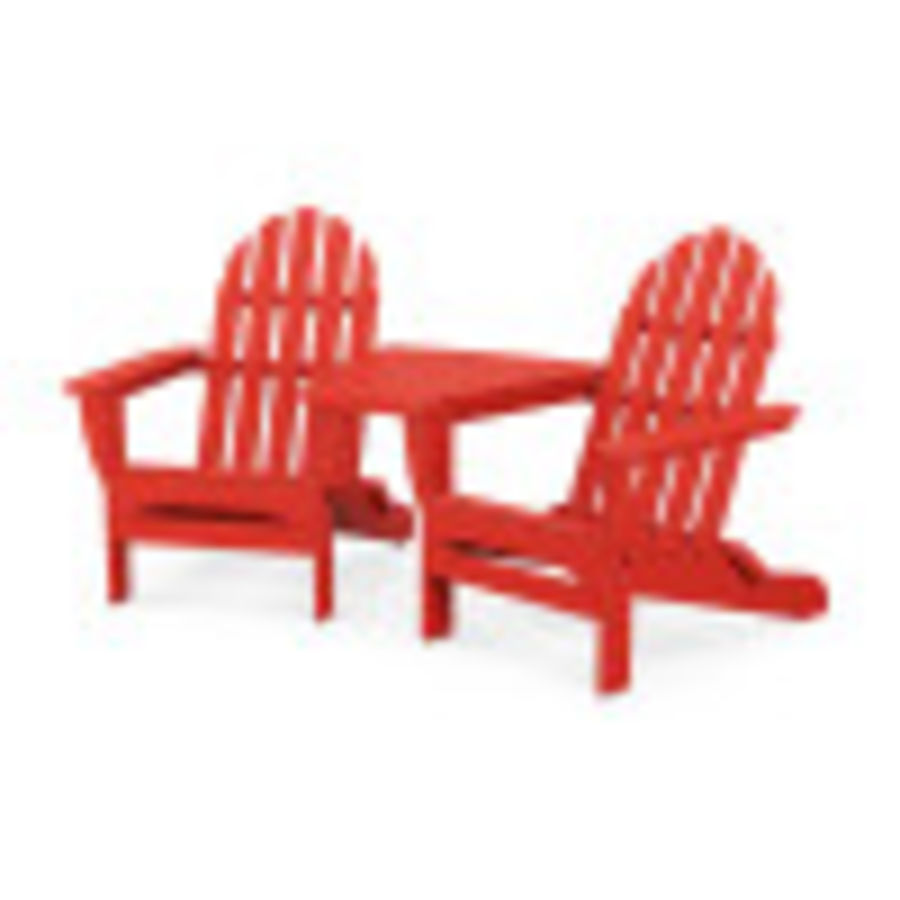 POLYWOOD Classic Folding Adirondacks with Connecting Table in Sunset Red