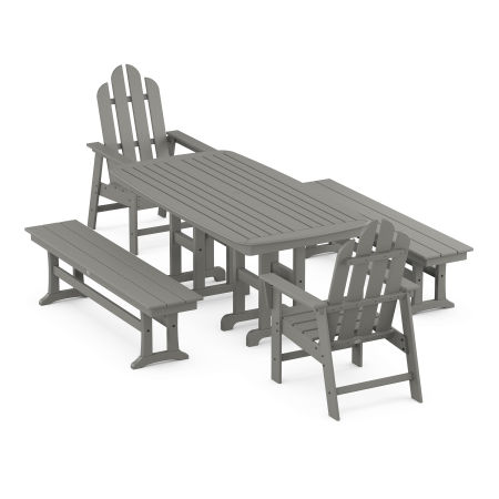 POLYWOOD Long Island 5-Piece Dining Set with Benches