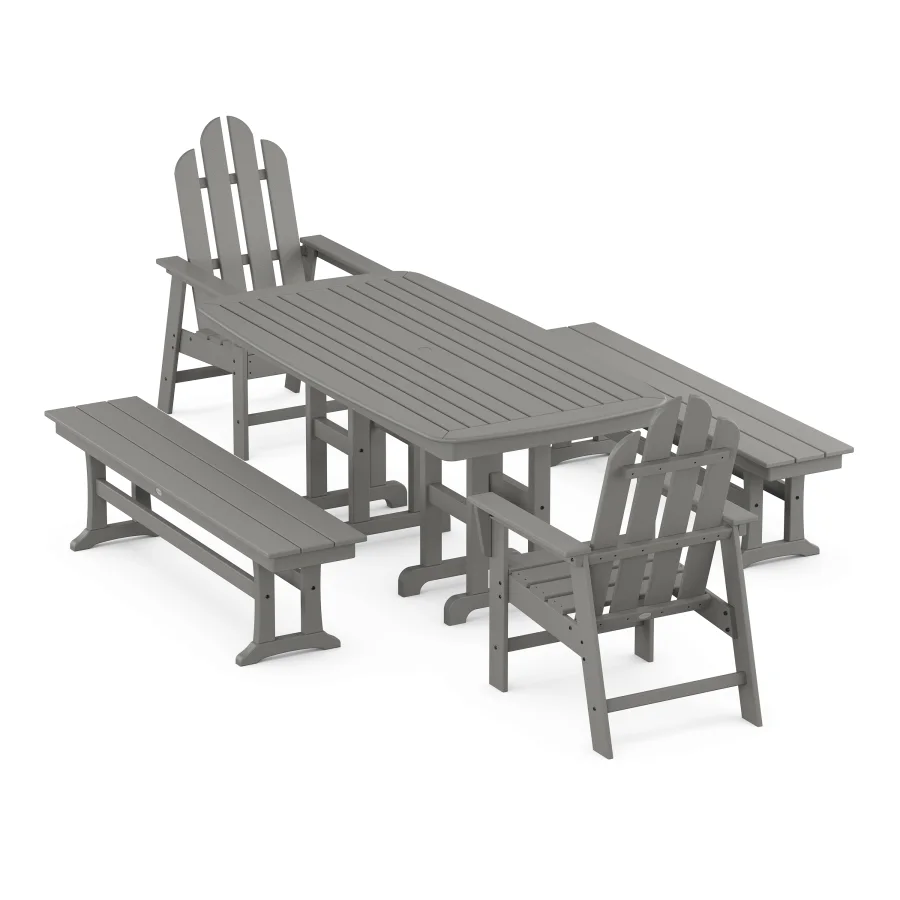 POLYWOOD Long Island 5-Piece Dining Set with Benches