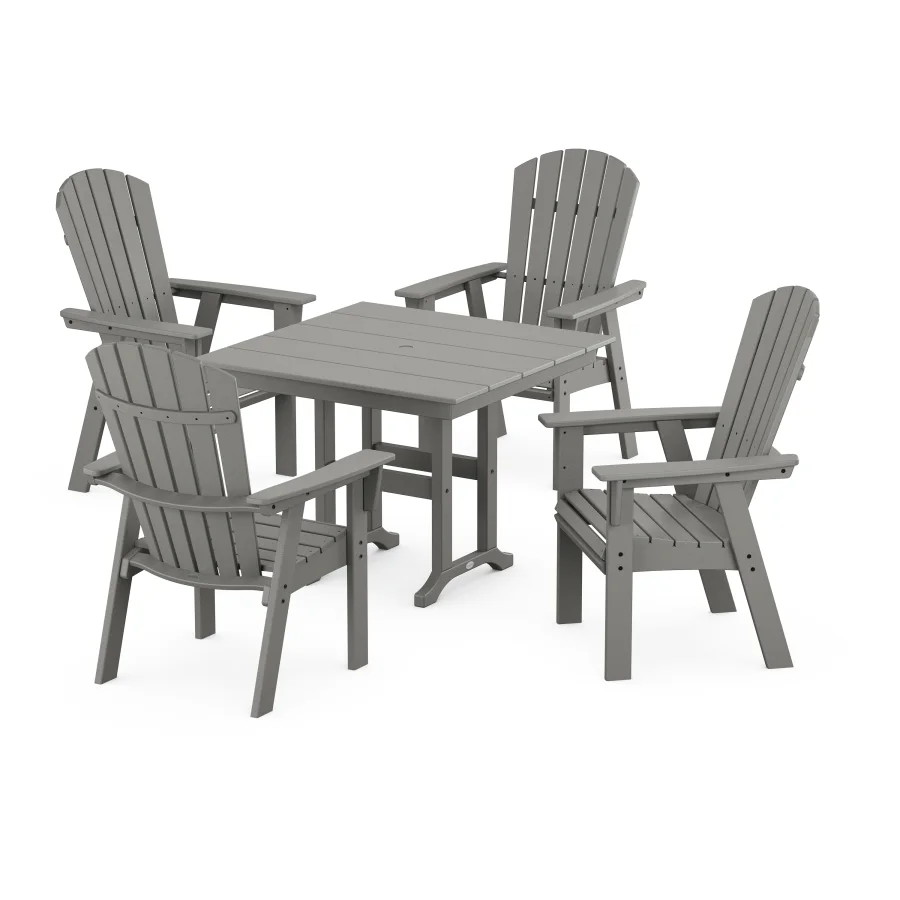 POLYWOOD Nautical Curveback Adirondack 5-Piece Farmhouse Dining Set