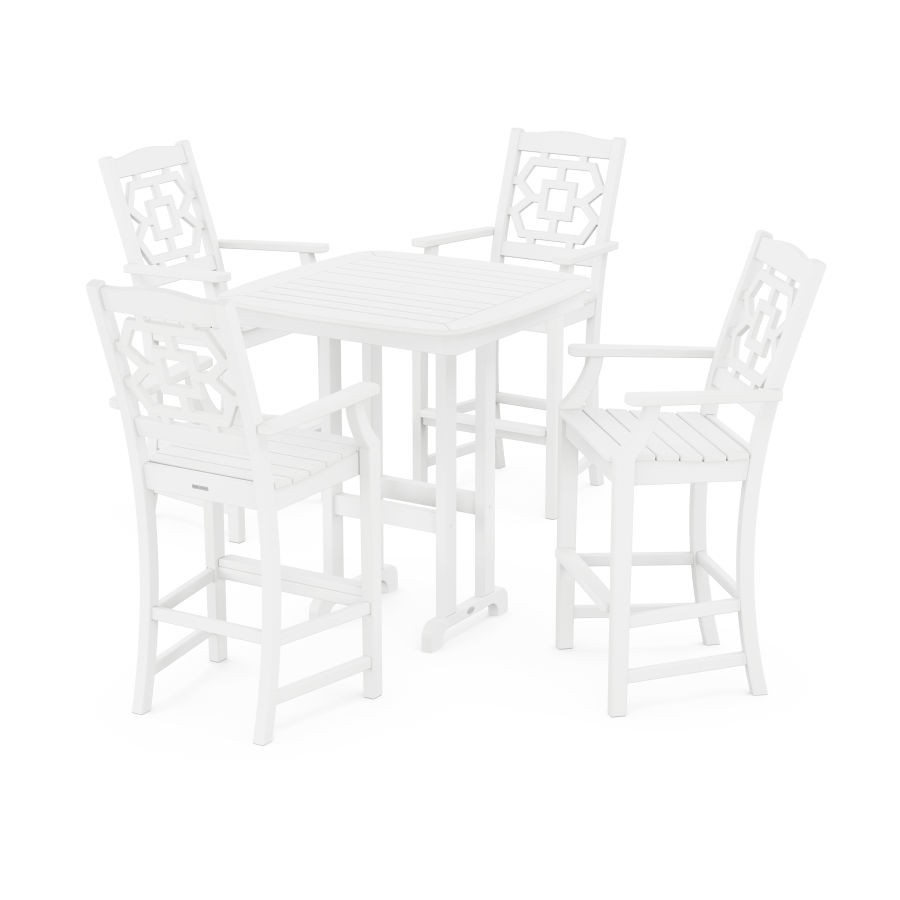 POLYWOOD Chinoiserie 5-Piece Bar Set in White