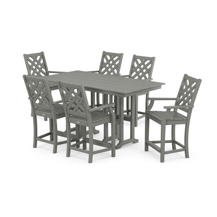 POLYWOOD Wovendale Arm Chair 7-Piece Farmhouse Counter Set