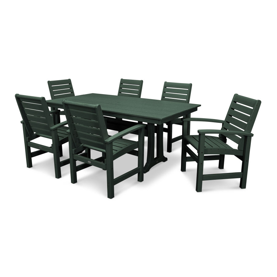POLYWOOD Signature 7 Piece Farmhouse Dining Set in Green