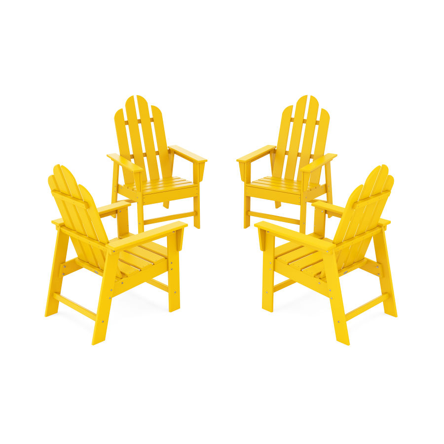 POLYWOOD Long Island 4-Piece Upright Adirondack Conversation Set in Lemon