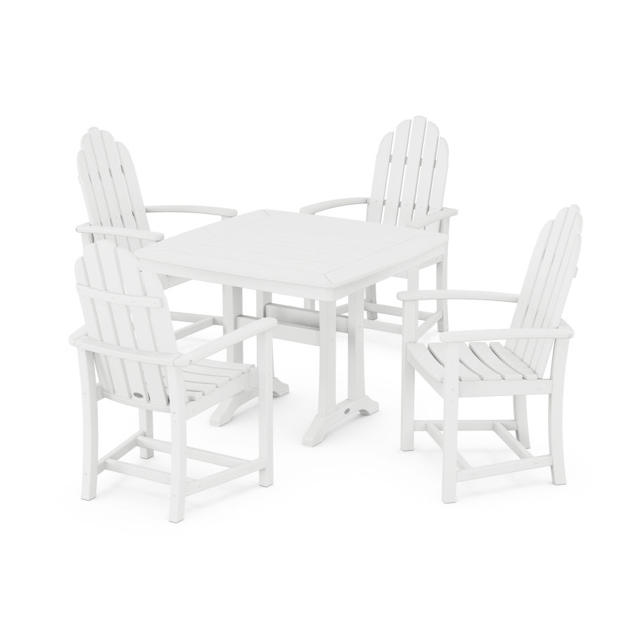 POLYWOOD Classic Adirondack 5-Piece Dining Set with Trestle Legs in White