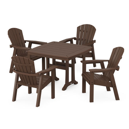 Seashell 5-Piece Dining Set with Trestle Legs in Mahogany