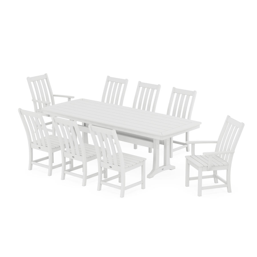 POLYWOOD Vineyard 9-Piece Dining Set with Trestle Legs in White