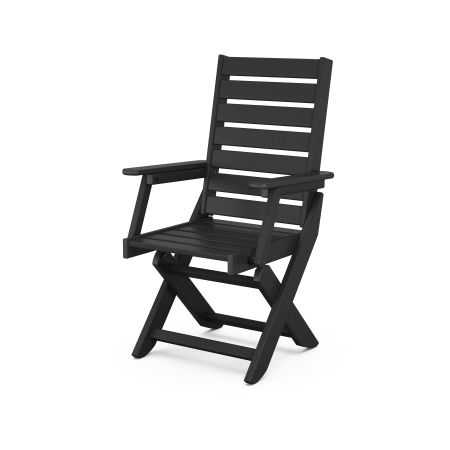 POLYWOOD Captain Folding Dining Chair in Black