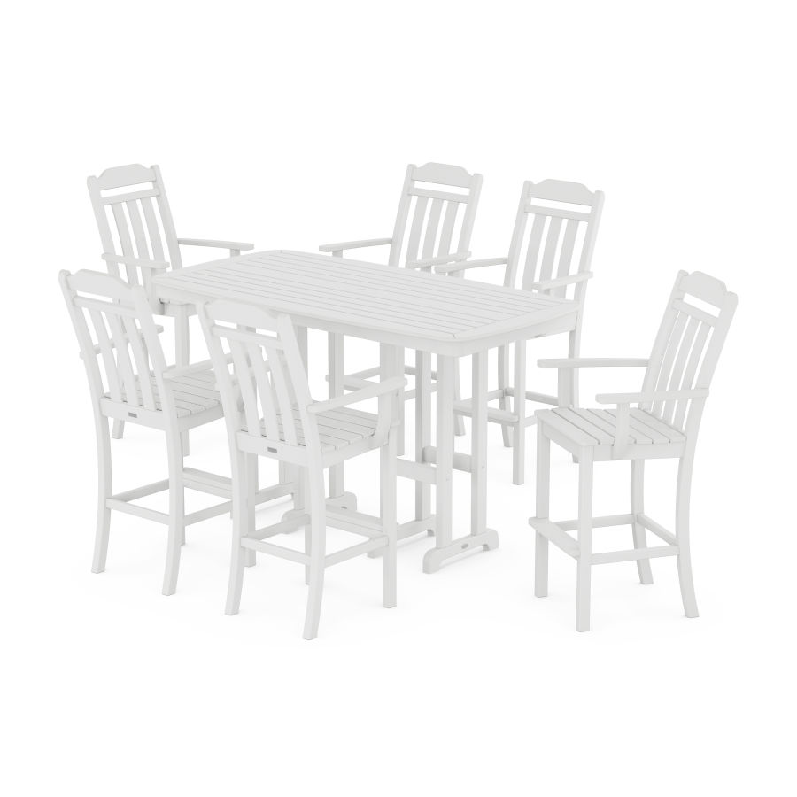 POLYWOOD Country Living Arm Chair 7-Piece Bar Set in White