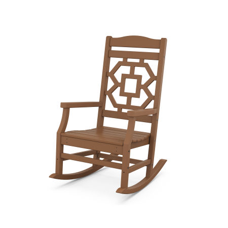 POLYWOOD Chinoiserie Rocking Chair in Teak