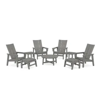 POLYWOOD Modern Grand Upright Adirondack 9-Piece Conversation Set