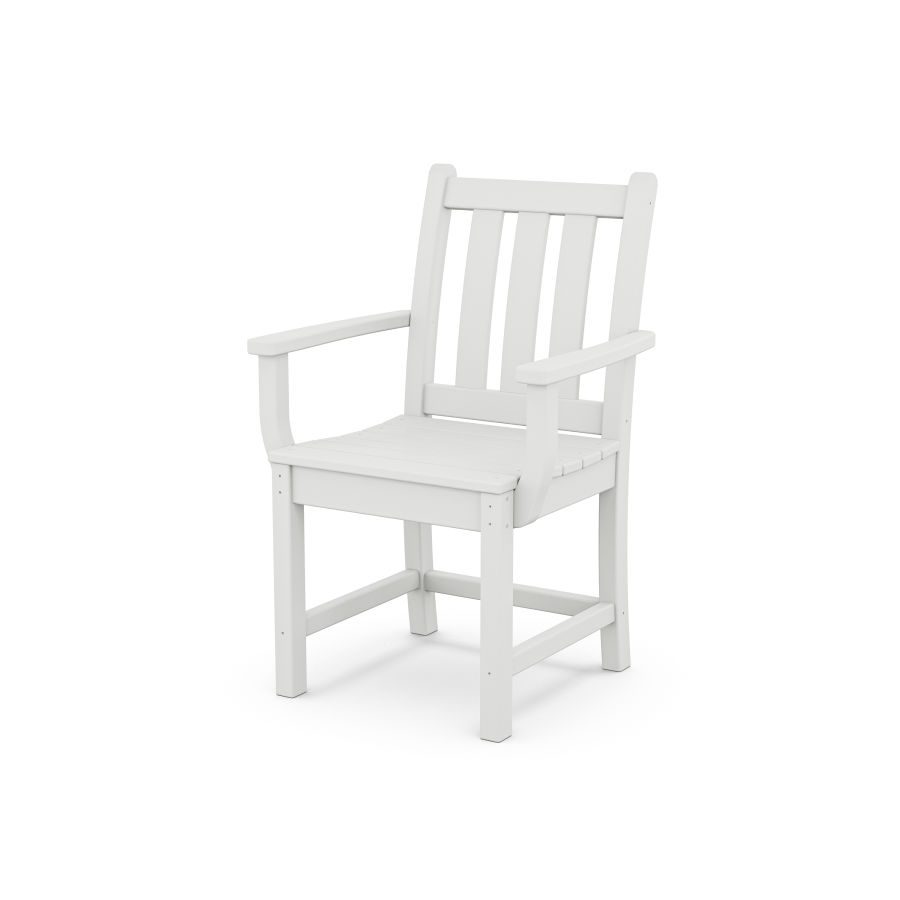 POLYWOOD Traditional Garden Dining Arm Chair in White