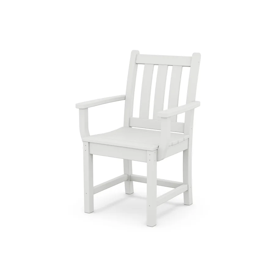 POLYWOOD Traditional Garden Dining Arm Chair in White