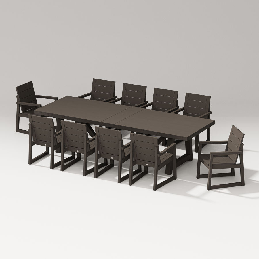 POLYWOOD Elevate 11-Piece A-Frame Table Dining Set in Vintage Coffee