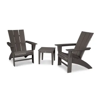 POLYWOOD Modern 3-Piece Curveback  Adirondack Set in Vintage Finish