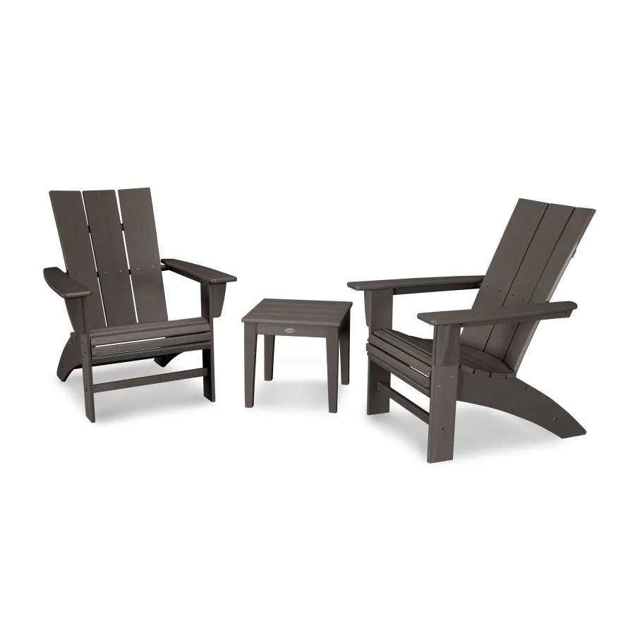 POLYWOOD Modern 3-Piece Curveback  Adirondack Set in Vintage Finish