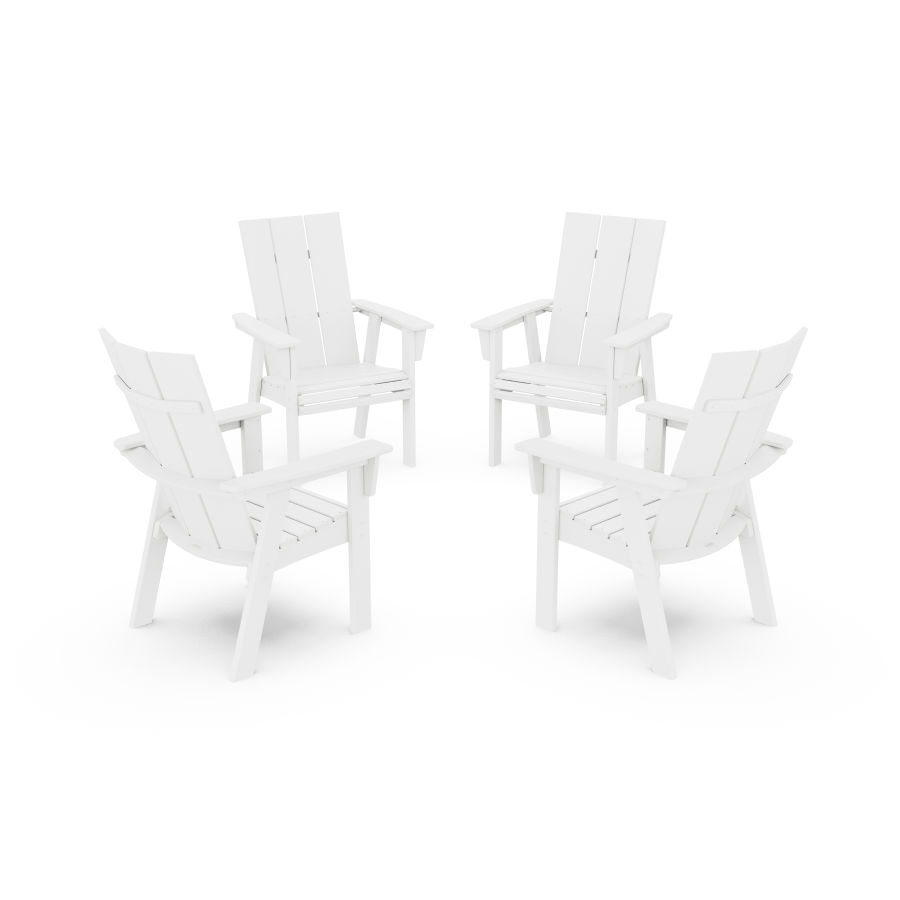 POLYWOOD Modern 4-Piece Curveback Upright Adirondack Conversation Set in White