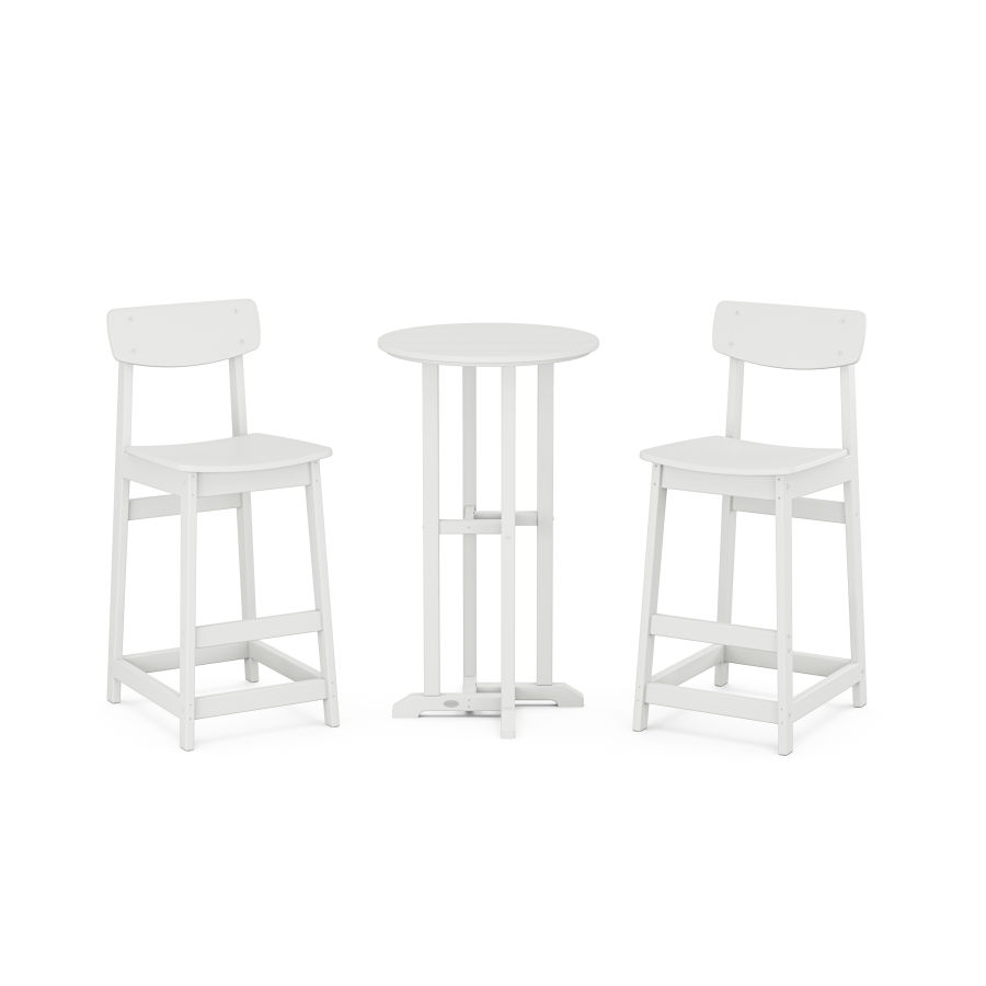POLYWOOD Modern Studio Urban Bar Chair 3-Piece Bistro Set in White