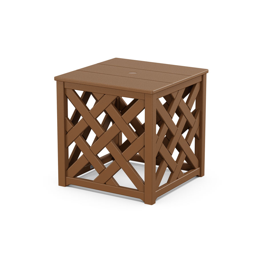 POLYWOOD Wovendale Accent Umbrella Table in Teak