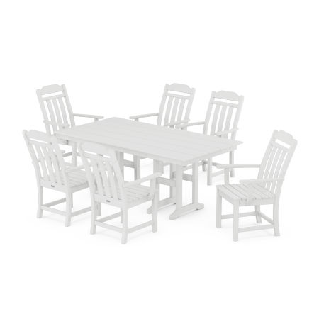 Country Living Arm Chair 7-Piece Farmhouse Dining Set in White
