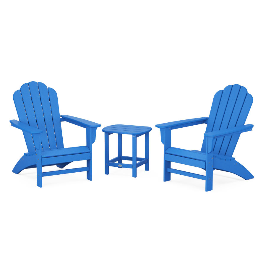POLYWOOD Country Living Adirondack Chair 3-Piece Set in Pacific Blue