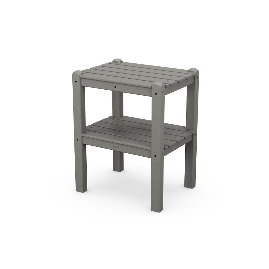 POLYWOOD Two Shelf Side Table in Slate Grey
