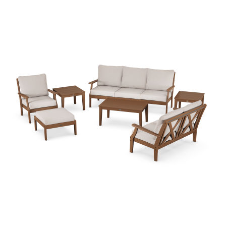 POLYWOOD Braxton 7-Piece Deep Seating Set in Teak / Dune Burlap