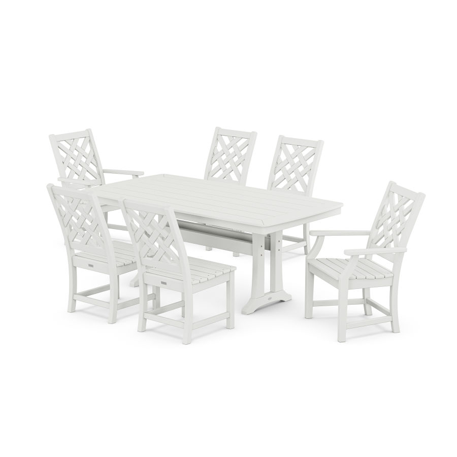 POLYWOOD Wovendale 7-Piece Dining Set with Trestle Legs in White