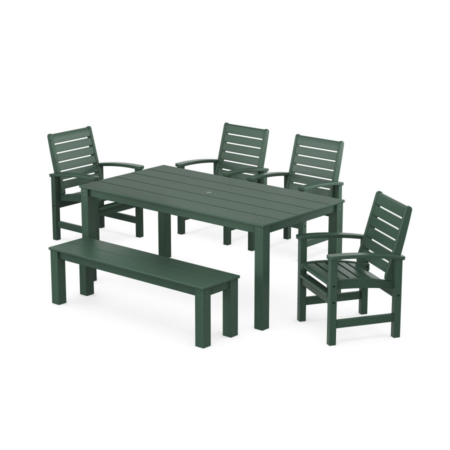 POLYWOOD Signature 6-Piece Parsons Dining Set with Bench in Green