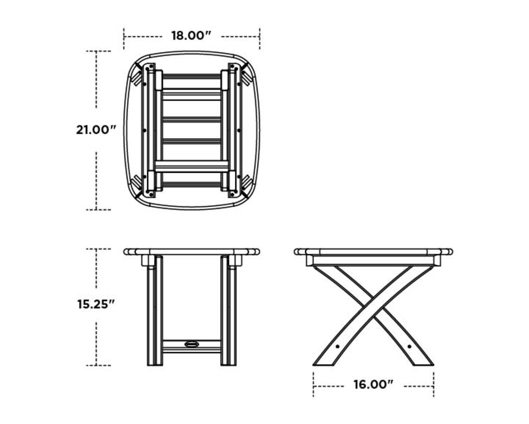 Dimensions for Nautical 21" x 18" Side Table