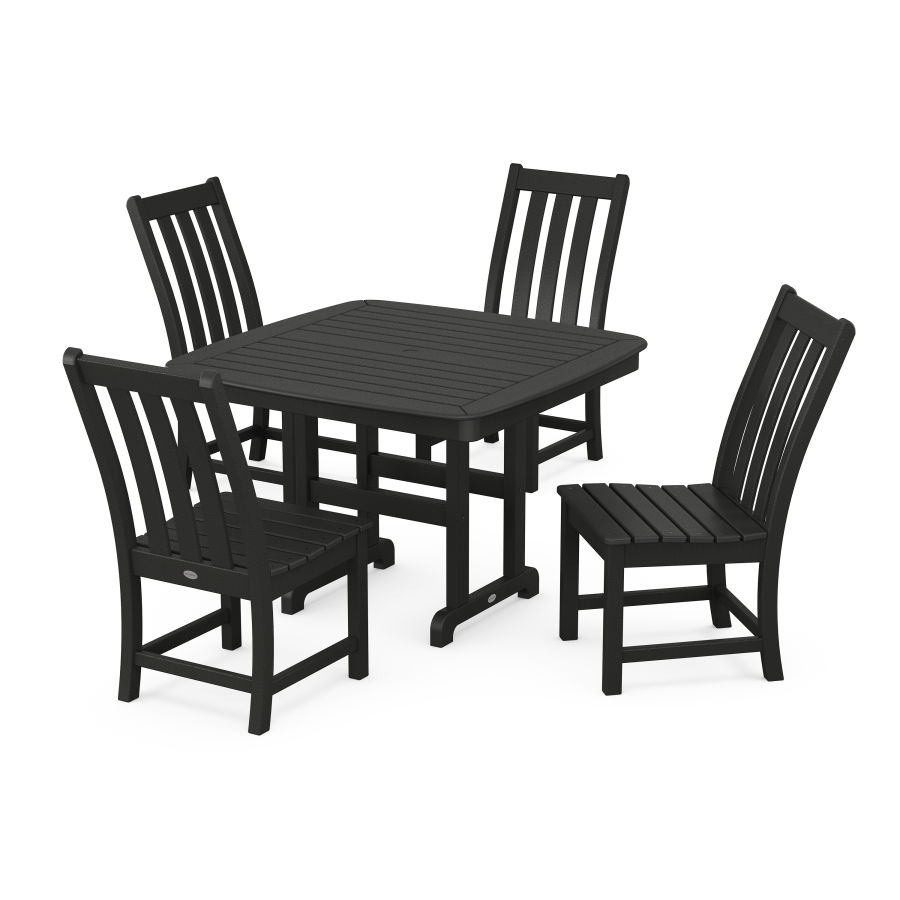 POLYWOOD Vineyard Side Chair 5-Piece Dining Set with Trestle Legs in Black