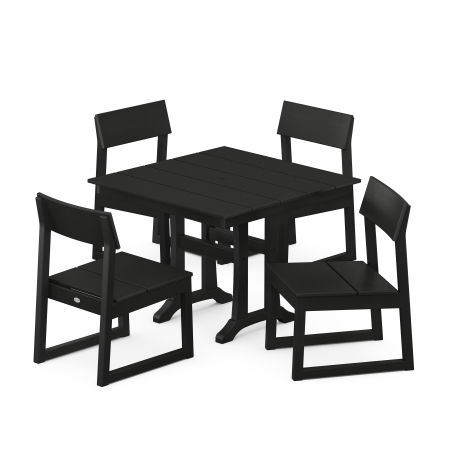 EDGE 5-Piece Farmhouse Trestle Side Chair Dining Set in Black