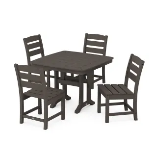 POLYWOOD Lakeside Side Chair 5-Piece Dining Set with Trestle Legs in Vintage Finish