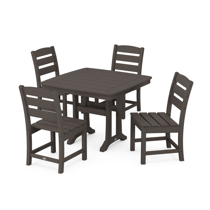 POLYWOOD Lakeside Side Chair 5-Piece Dining Set with Trestle Legs in Vintage Finish
