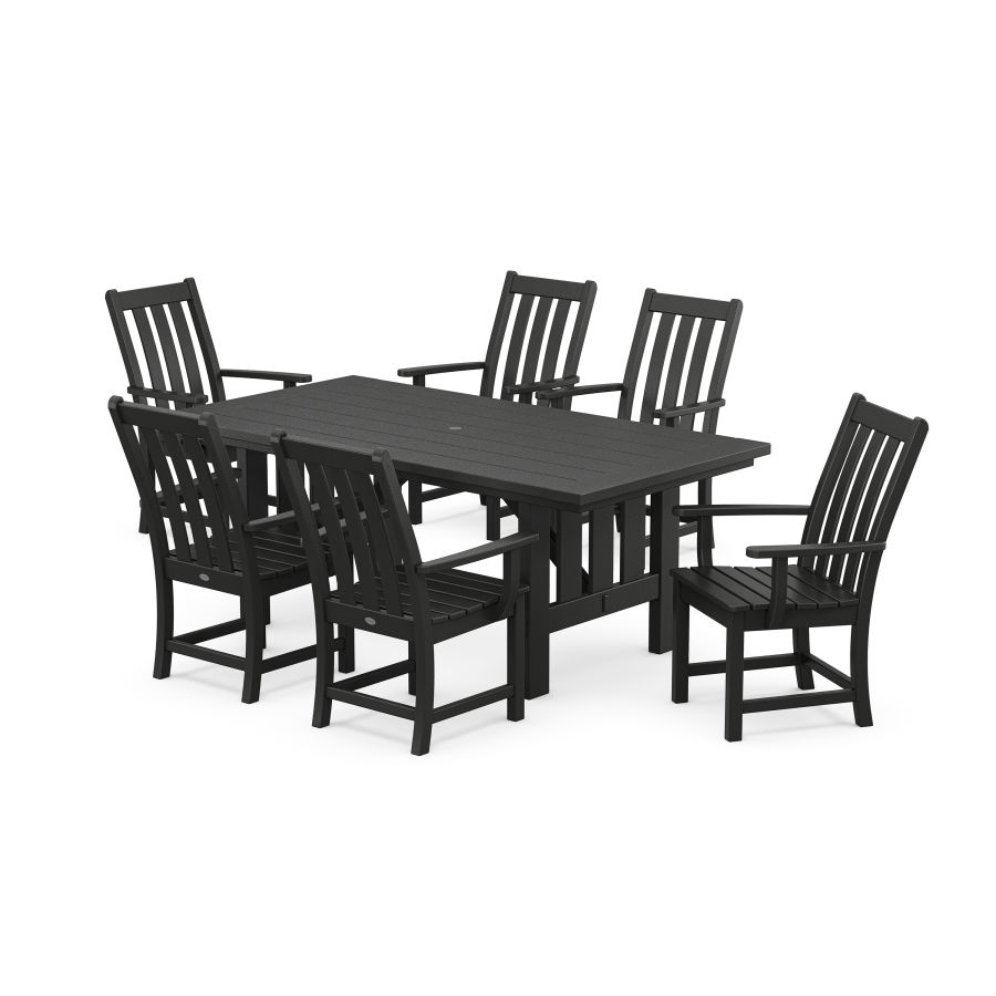 POLYWOOD Vineyard Arm Chair 7-Piece Mission Dining Set in Black