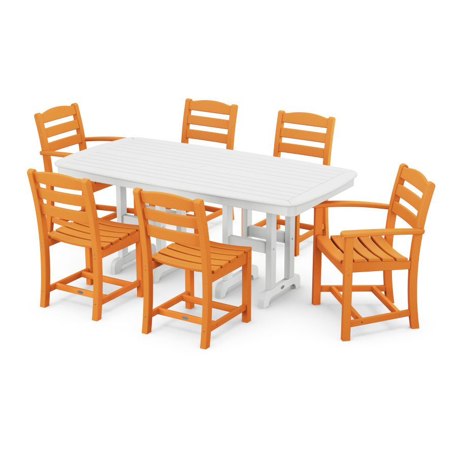 POLYWOOD La Casa Café 7-Piece Dining Set in Tangerine / White
