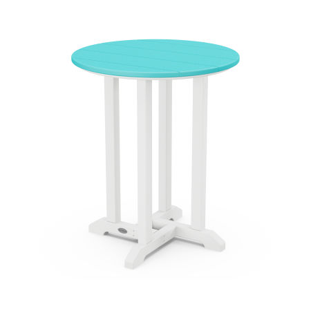 POLYWOOD 24" Round Dining Table in White Frame / Aruba