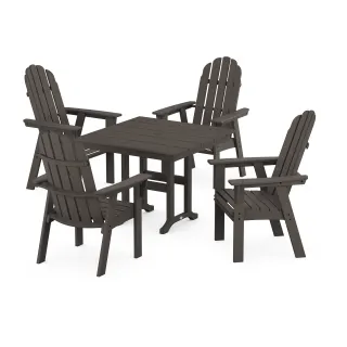 POLYWOOD Vineyard Curveback Adirondack 5-Piece Farmhouse Dining Set in Vintage Finish