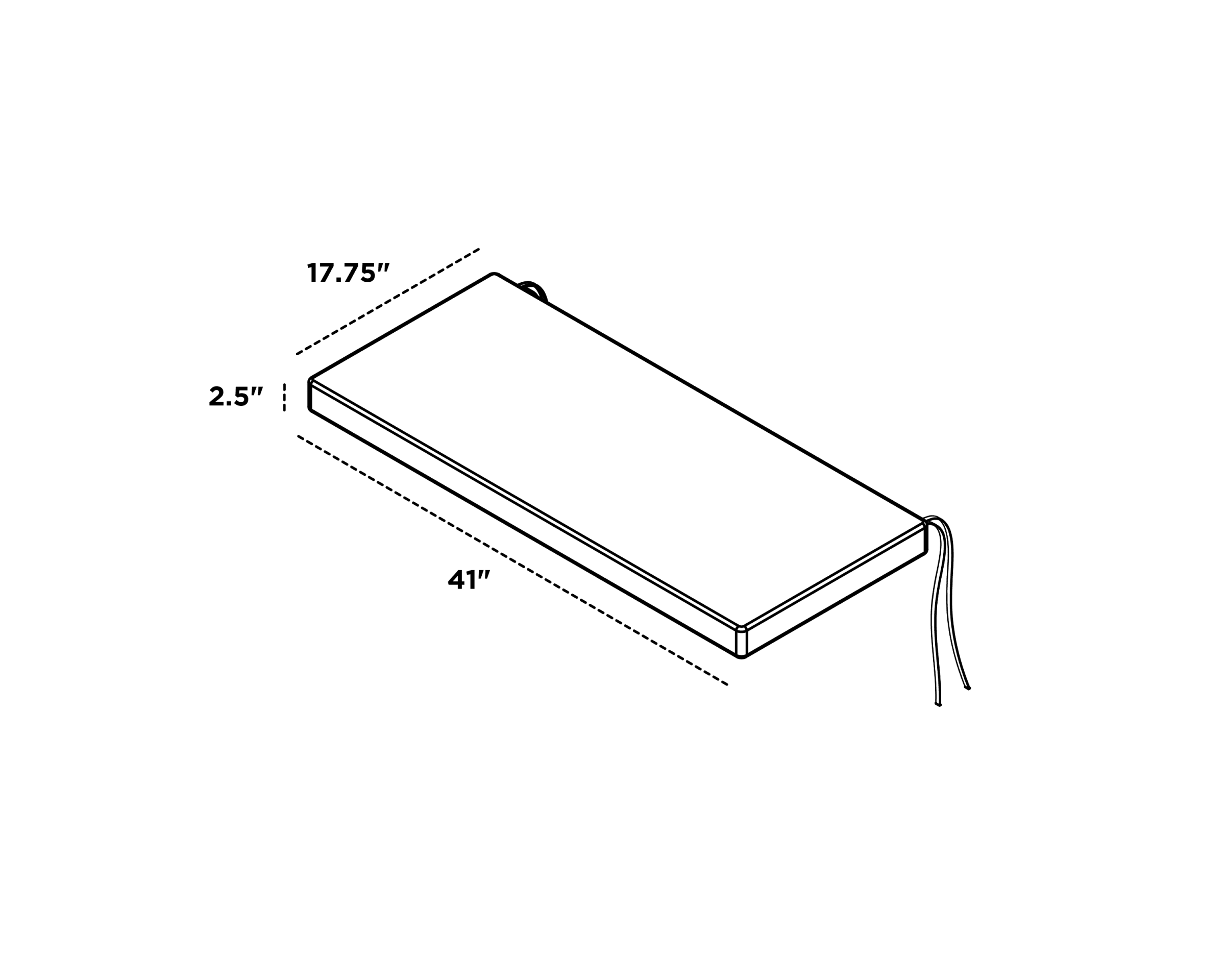 Dimensions for Bench Seat Cushion - 17.75"D x 41"W x 2.5"H