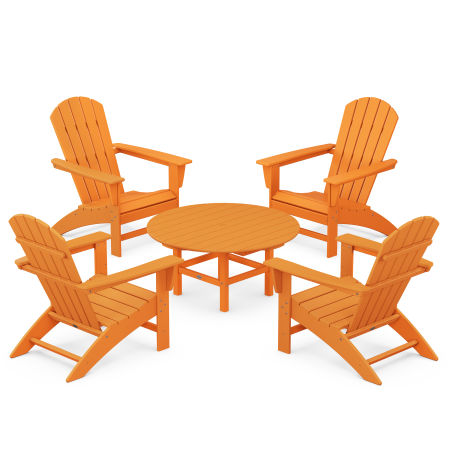 Nautical 5-Piece Adirondack Chair Conversation Set in Tangerine