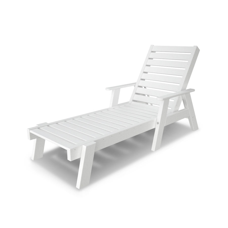 POLYWOOD Captain Chaise with Arms in White