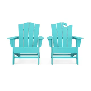 POLYWOOD Wave 2-Piece Adirondack Chair Set with The Crest Chair