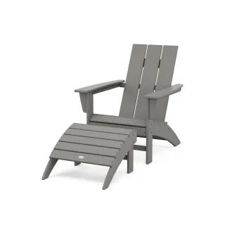 POLYWOOD Modern Adirondack Chair 2-Piece Set with Ottoman