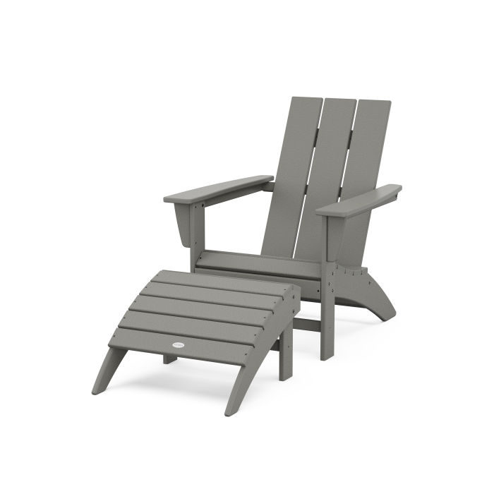 POLYWOOD Modern Adirondack Chair 2-Piece Set with Ottoman