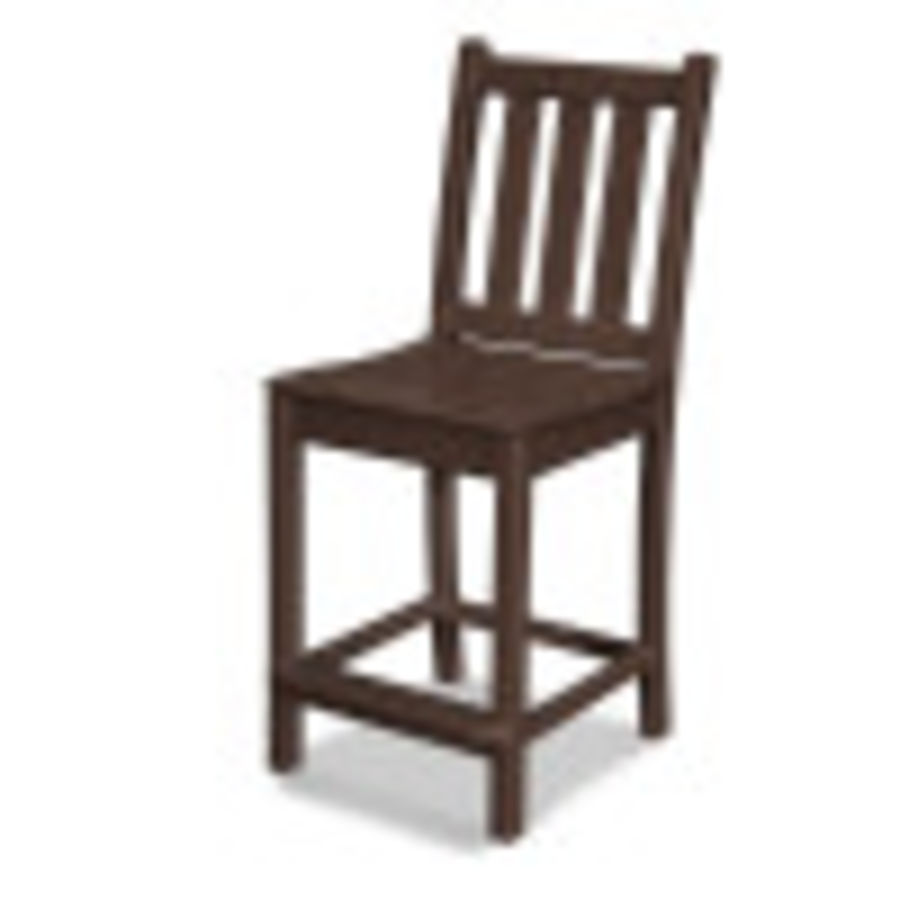 POLYWOOD Traditional Garden Counter Side Chair in Mahogany