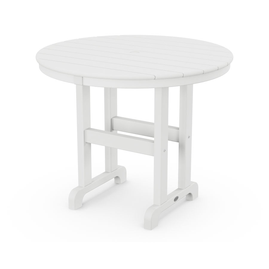 POLYWOOD 36" Round Farmhouse Dining Table in White