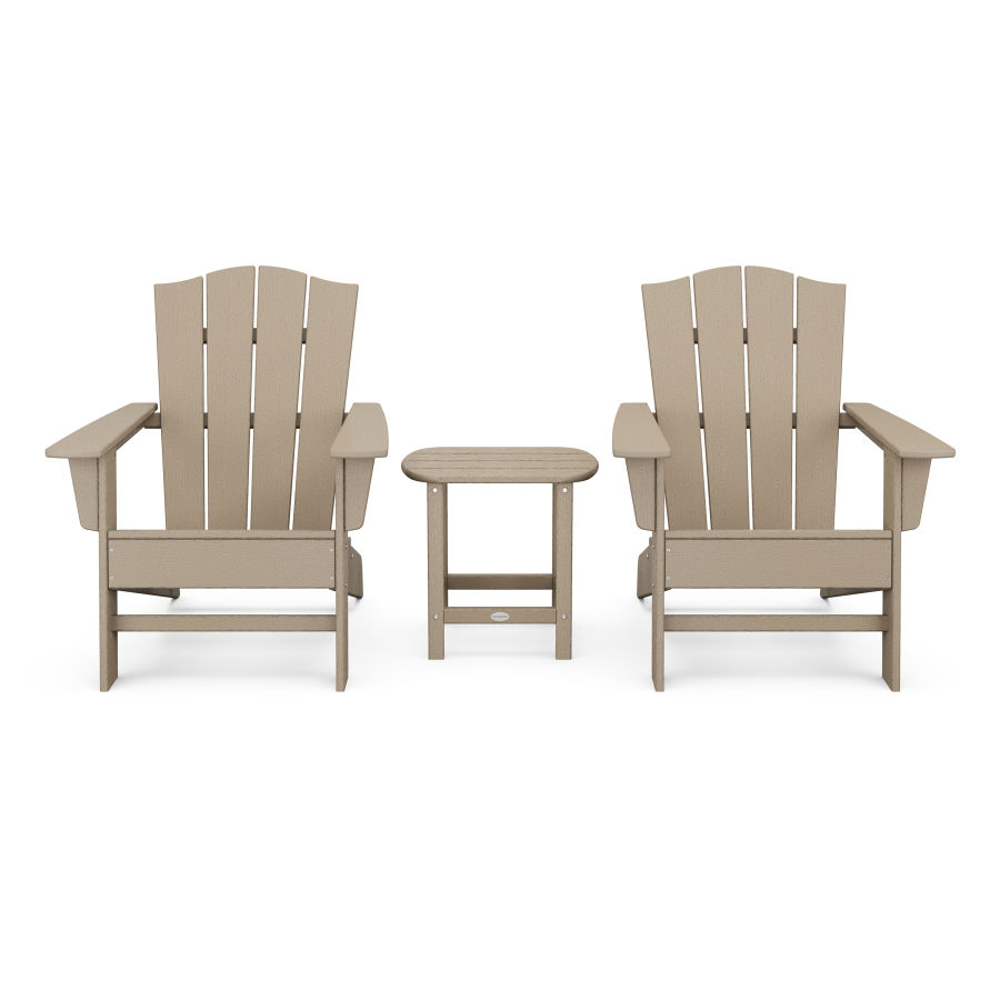POLYWOOD Wave 3-Piece Adirondack Chair Set with The Crest Chairs in Vintage Sahara