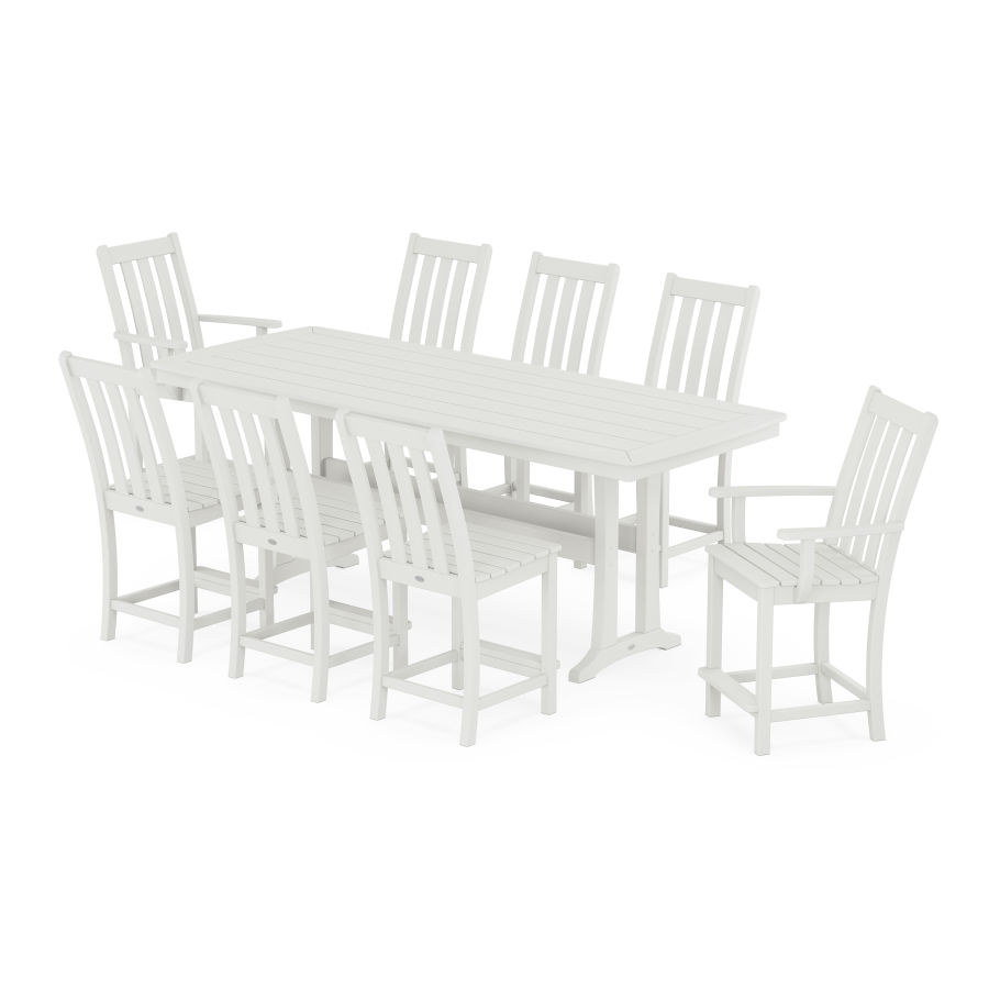 POLYWOOD Vineyard 9-Piece Counter Set with Trestle Legs in Vintage White