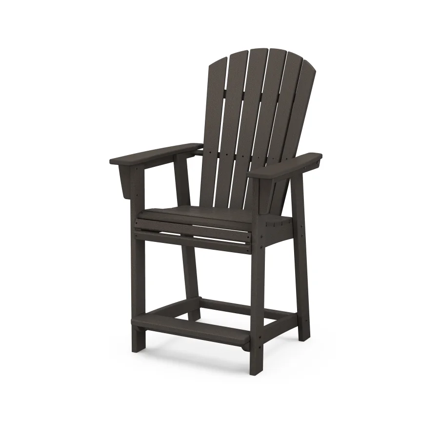 POLYWOOD Nautical Curveback Adirondack Counter Chair in Vintage Finish