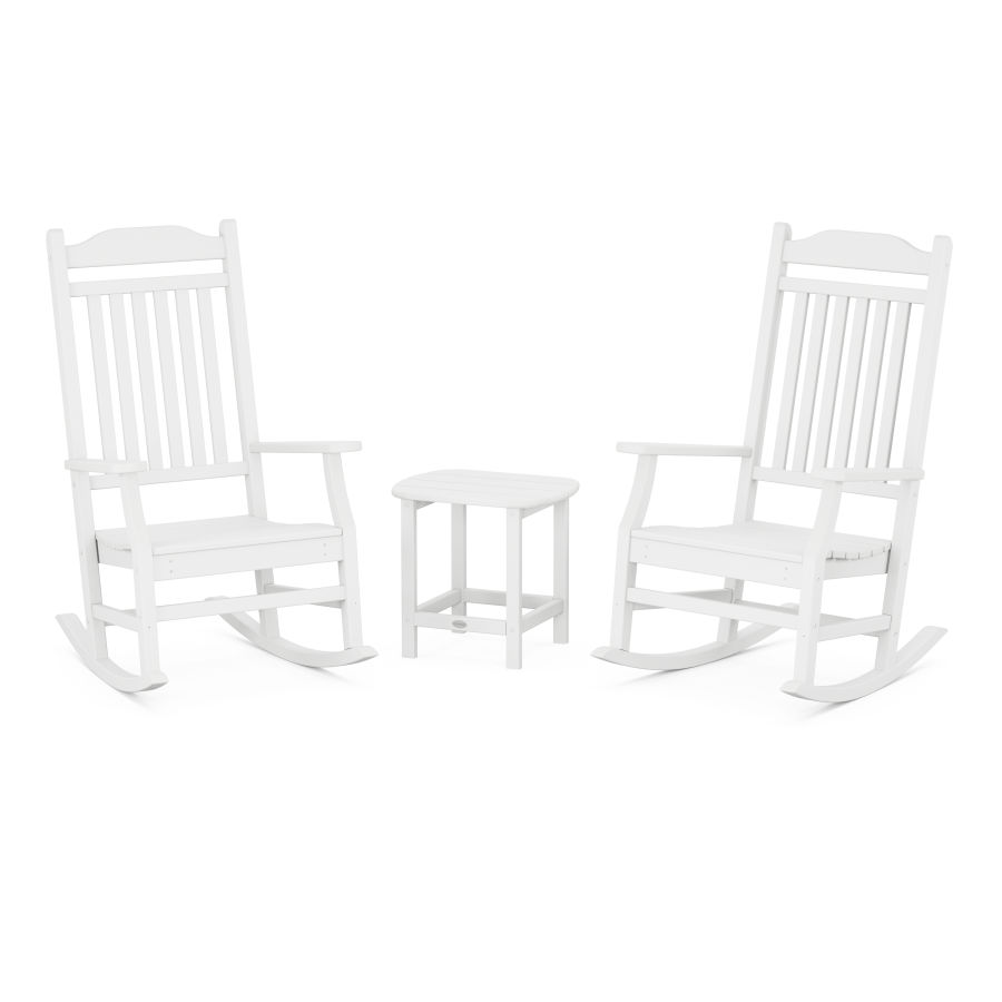 POLYWOOD Country Living Rocking Chair 3-Piece Set in White